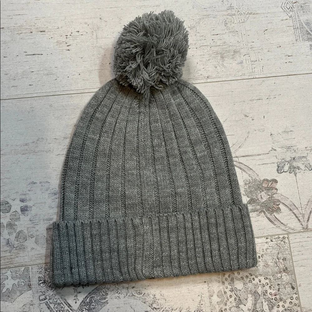Michael Kors Charcoal Grey Knit PomPom Hat
